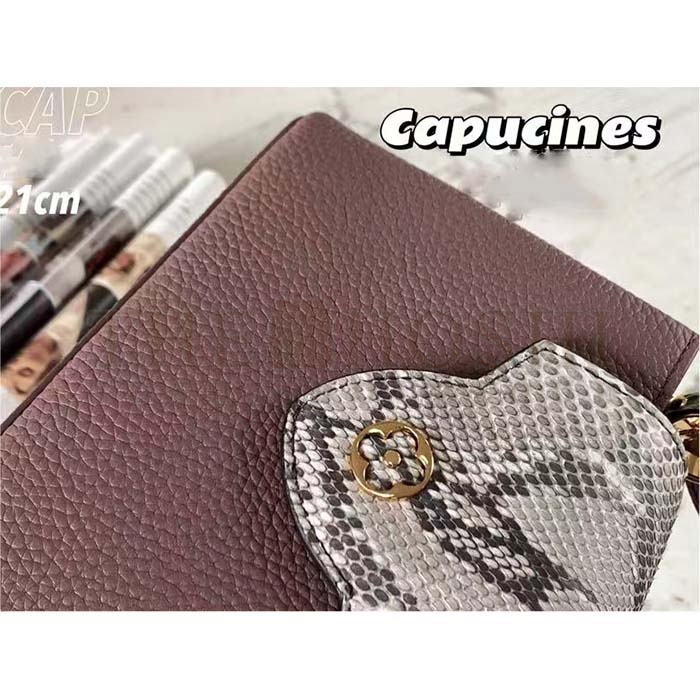 L0vis Vvtt0n LV Women Capucines Mini Handbag Taupe Taurillon Python Leather Master Quality