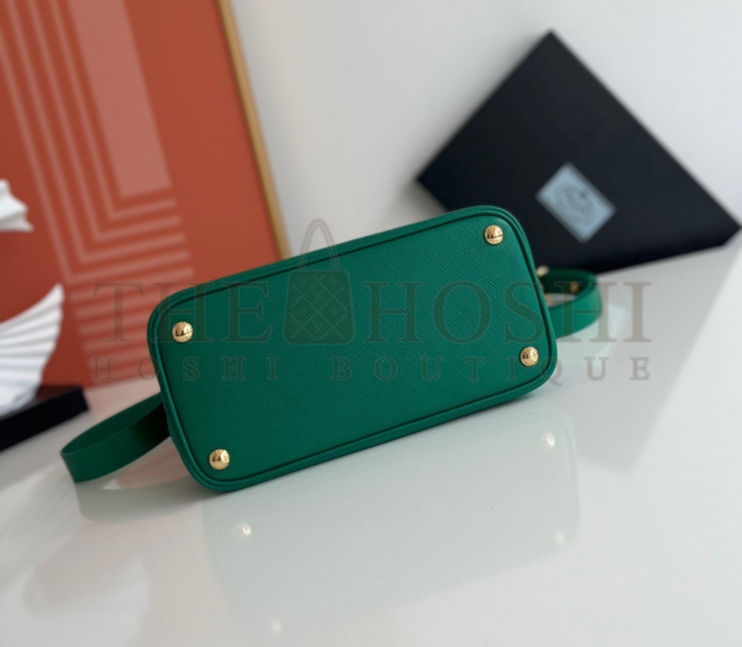 Pra*a Double Mini Bag In Green Saffiano Leather Master Quality