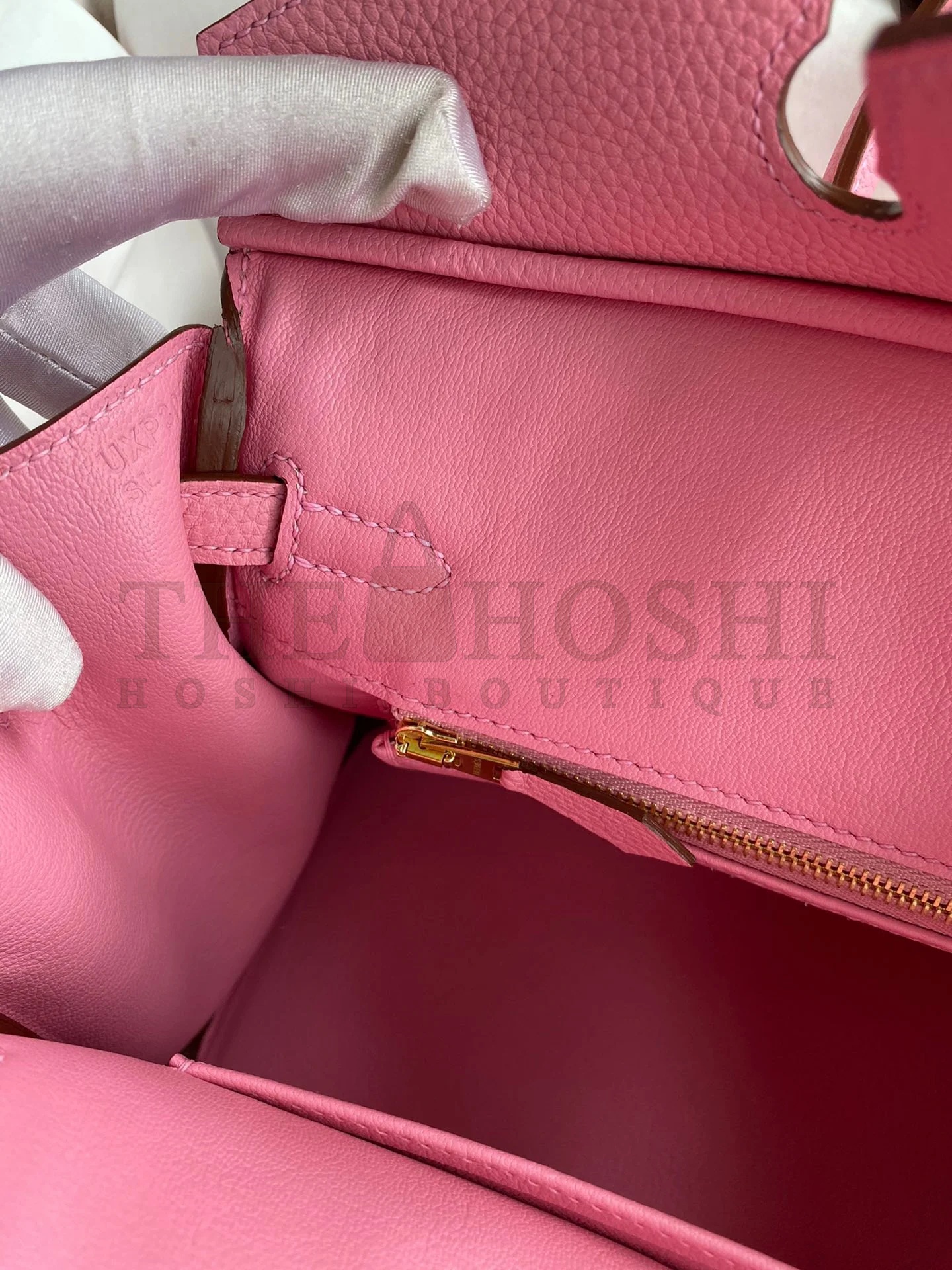 H**me5 Birkin 25 Retourne Handmade Bag In Pink Clemence Leather Master Quality
