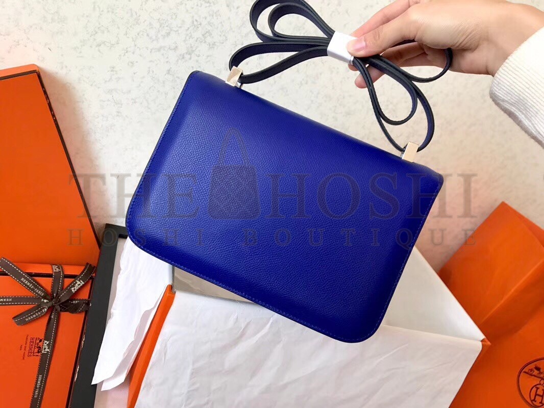H**me5 Epsom Constance 24cm Blue Electric Handmade Bag Master Quality