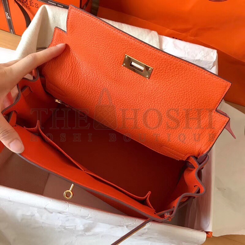 H**me5 Orange Clemence Kelly 28cm Handmade Bag Master Quality
