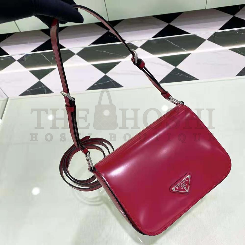 Pra*a Women Brushed Leather Shoulder Bag-Red Master Quality