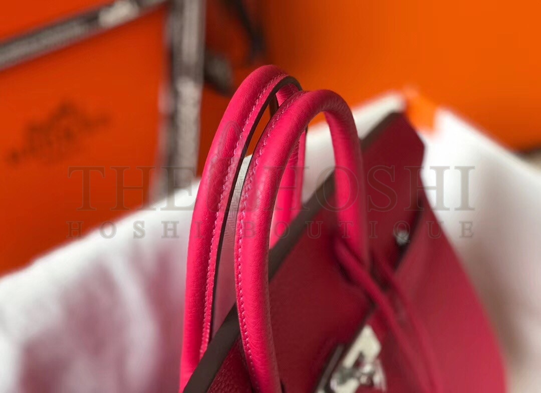 H**me5 Birkin 25cm Bag In Rose Red Clemence Leather Master Quality