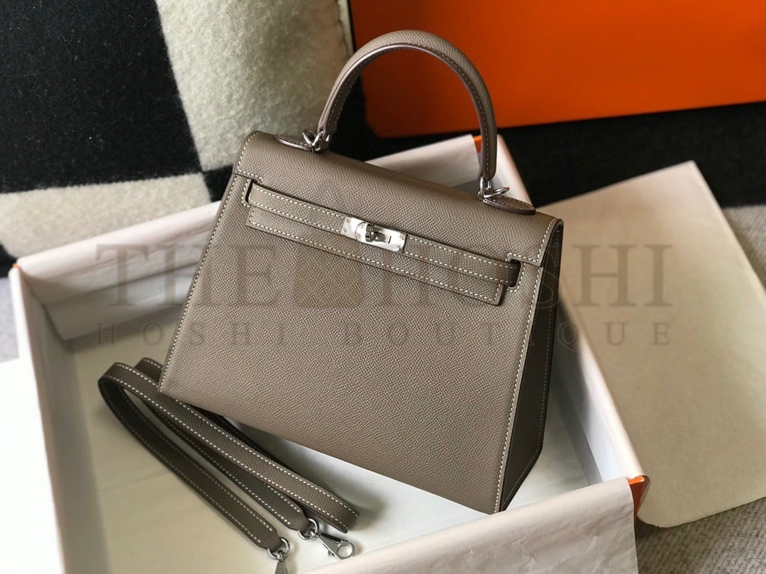H**me5 Kelly 25cm Sellier Bag in Taupe Epsom Calfskin PHW Master Quality