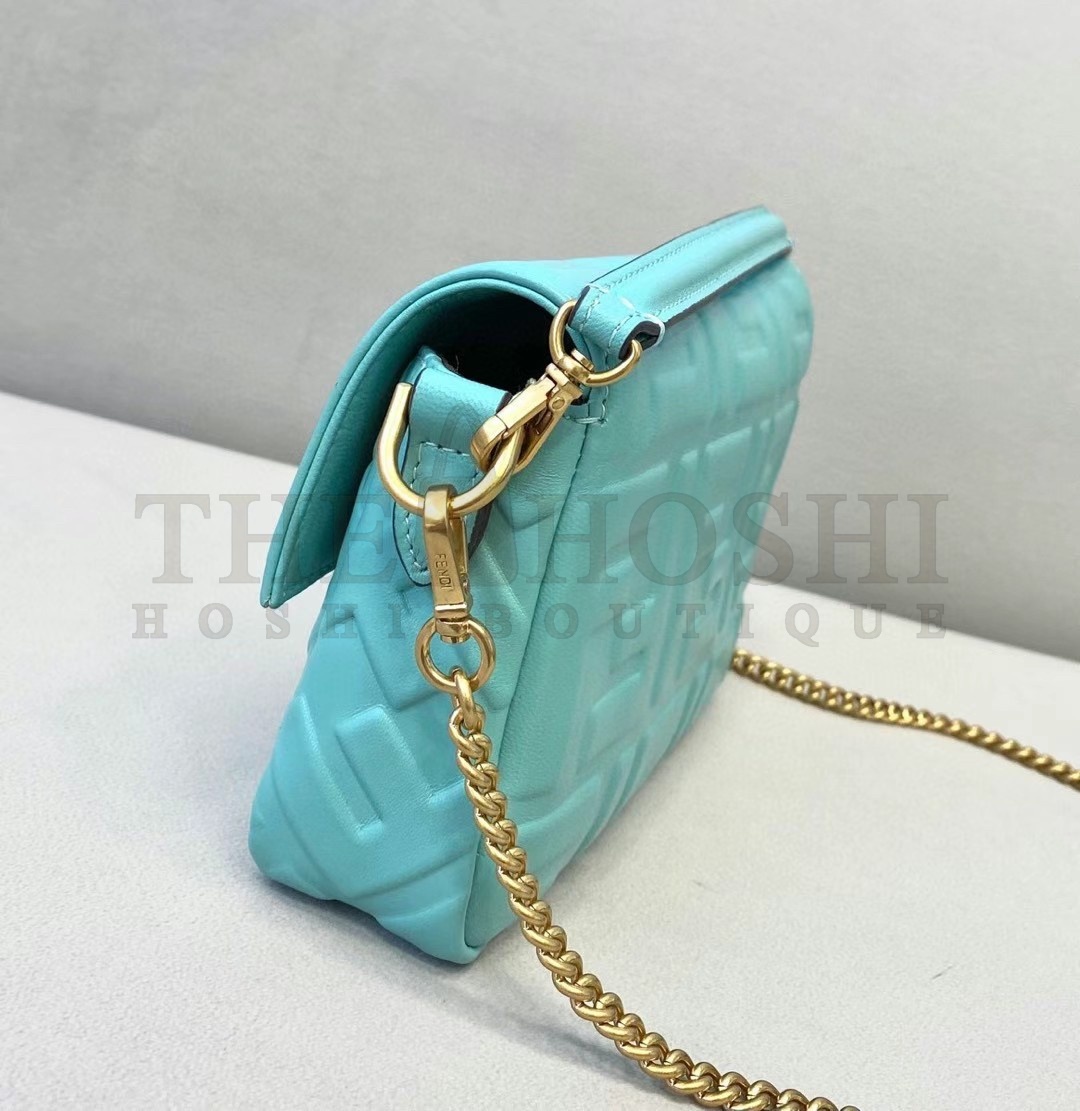 F**di Small Baguette Bag In Blue FF Nappa Leather Master Quality