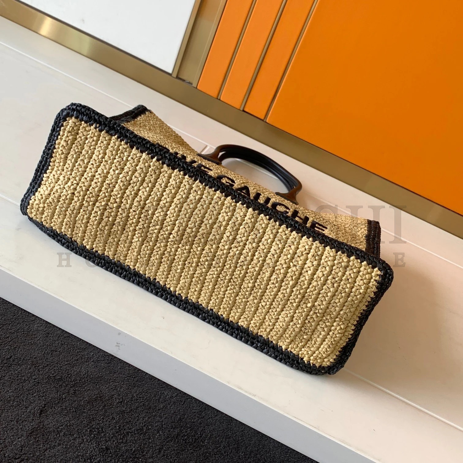 Sa1nt Lau*nt Rive Gauche Tote Bag in Beige Raffia and Leather Master Quality