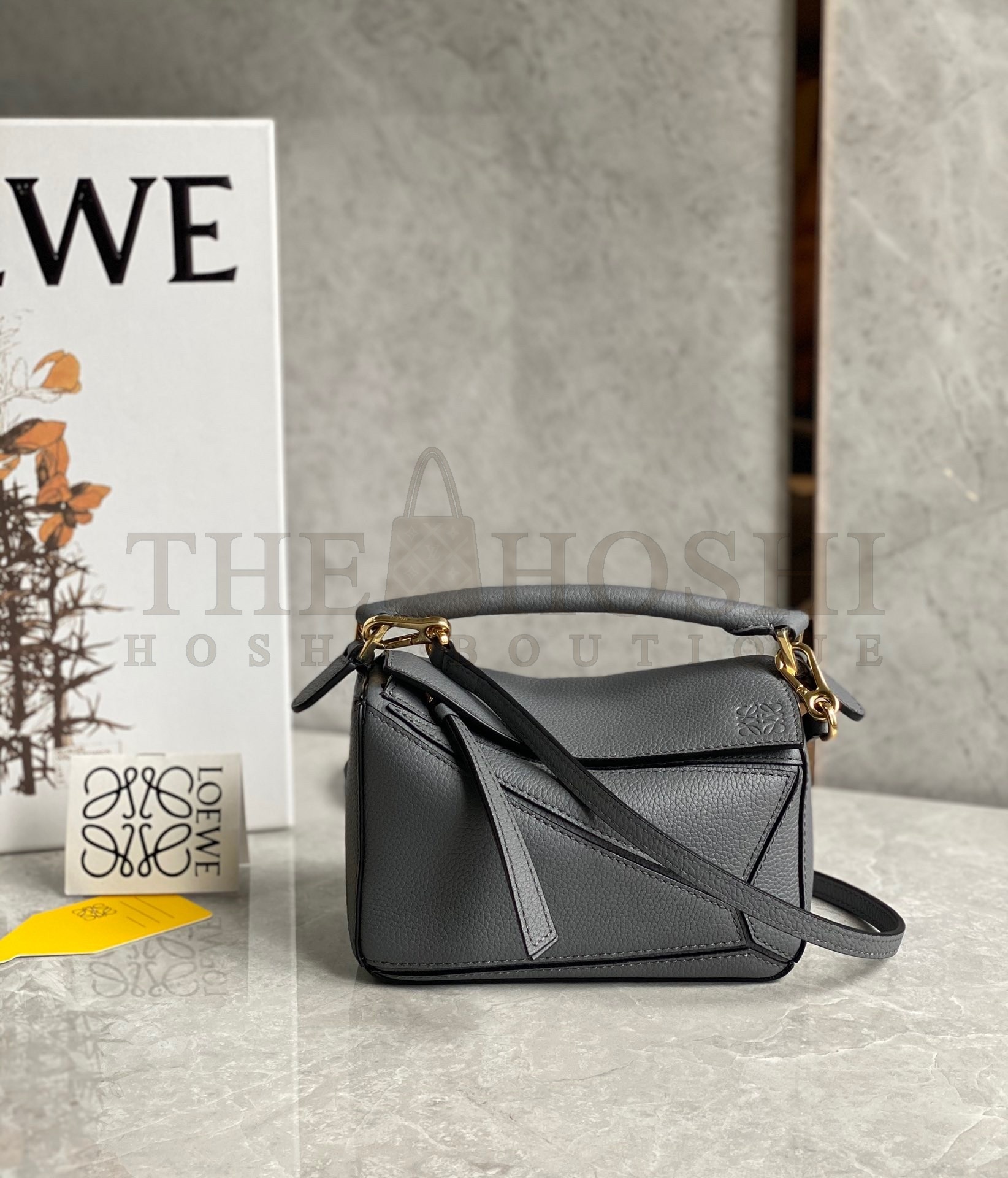L0ew* Puzzle Mini Bag In Asphalt Grey Grained Calfskin Master Quality