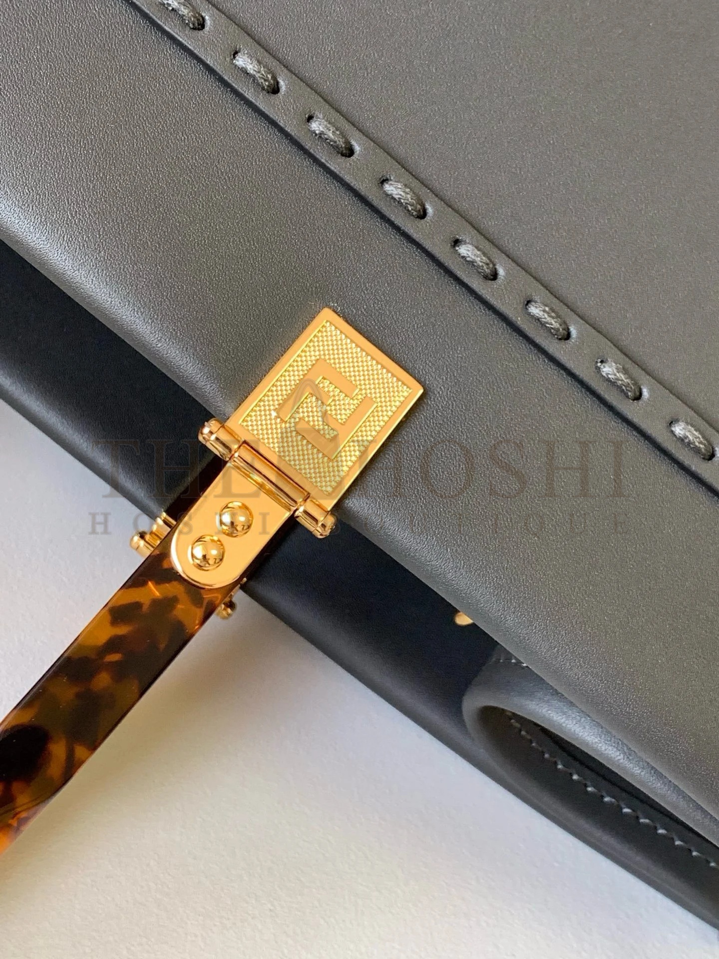 F**di Sunshine Medium Tote Bag in Black Leather with Python Logo Master Quality