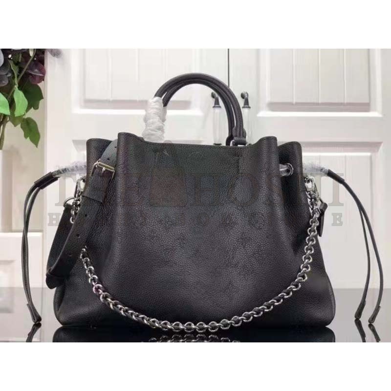 L0vis Vvtt0n LV Women Bella Tote Black Mahina Perforated Calfskin Calf Master Quality