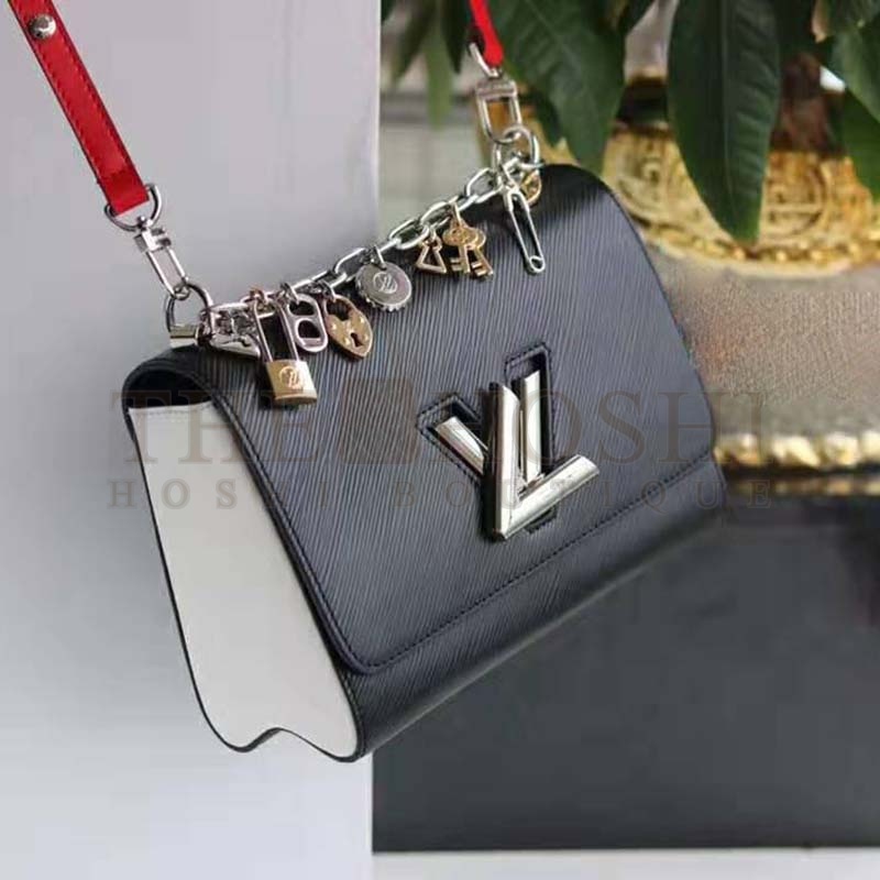 L0vis Vvtt0n LV Women Twist MM LV Love Lock Charms Handbag in Epi Cowhide Leather-Black Master Quality