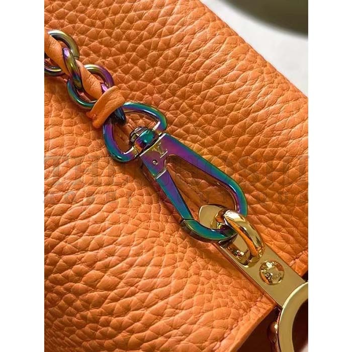 L0vis Vvtt0n LV Women Capucines Mini Handbag Ocre Orange Taurillon Cowhide Leather Master Quality