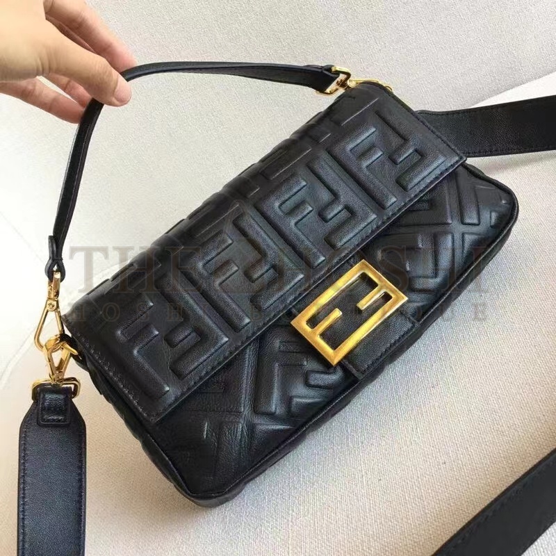 F**di Women Baguette Chain Mini Black Nappa Leather Bag Master Quality