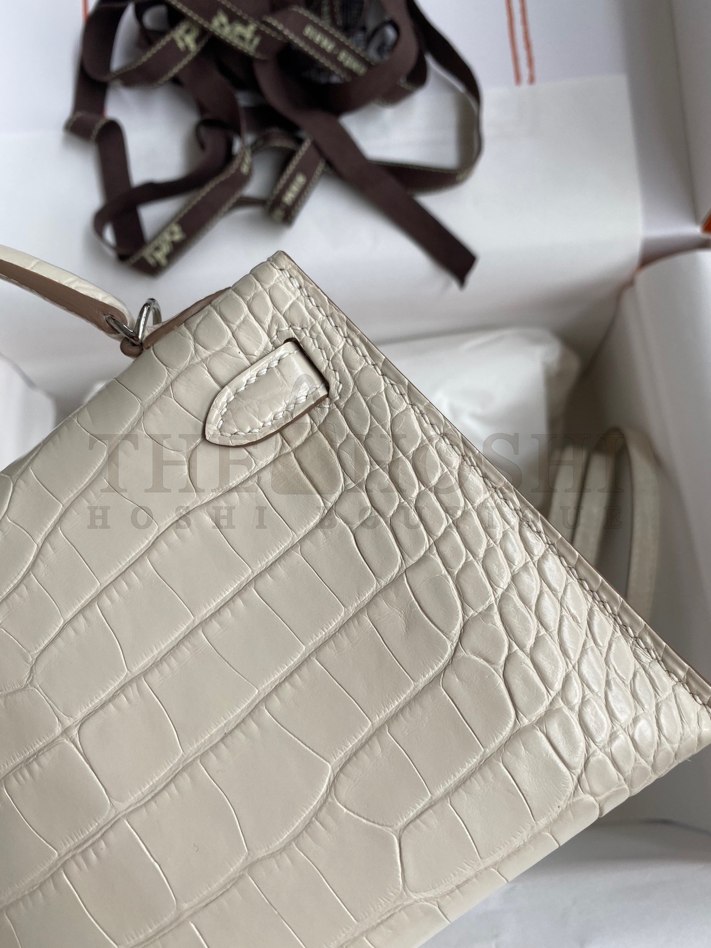 H**me5 Kelly Mini II Sellier Handmade Bag In Beton Matte Alligator Leather Master Quality