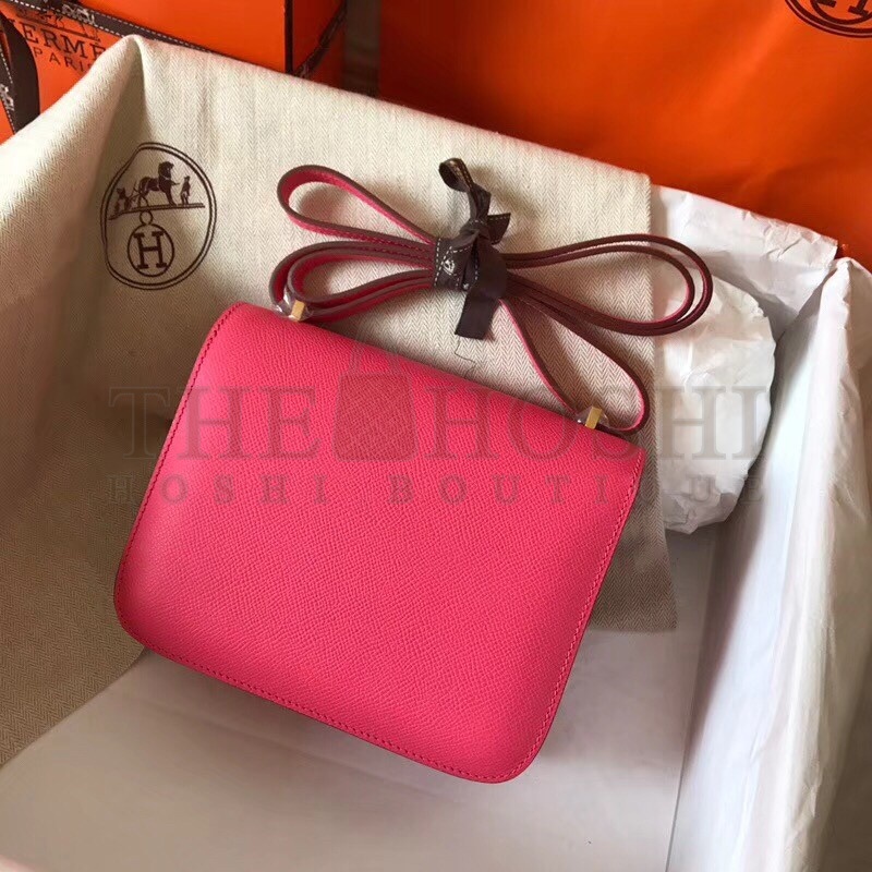 H**me5 Mini Constance 18cm Rose Lipstick Epsom Bag Master Quality