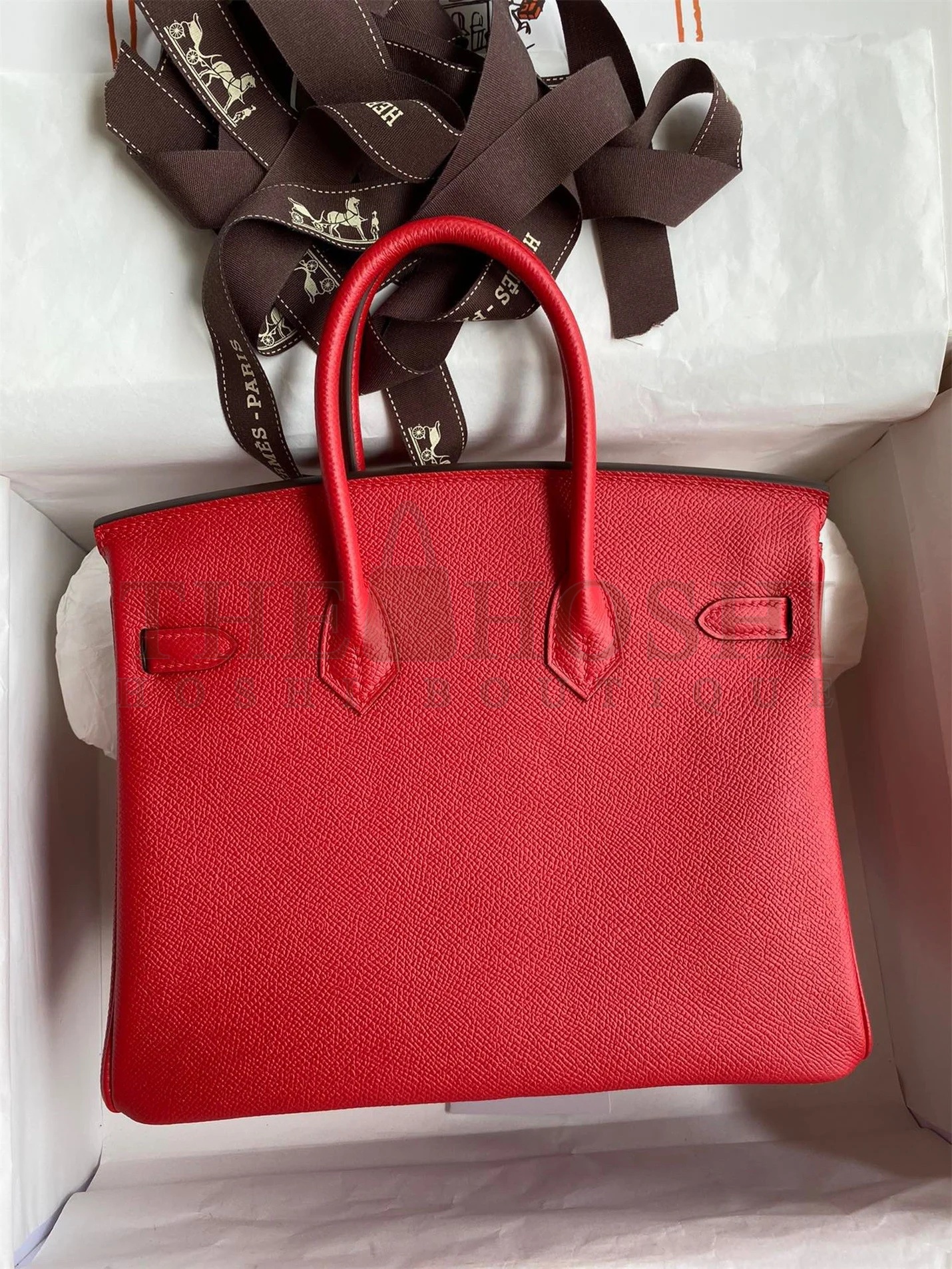 H**me5 Birkin 25 Retourne Handmade Bag In Red Epsom Calfskin Master Quality