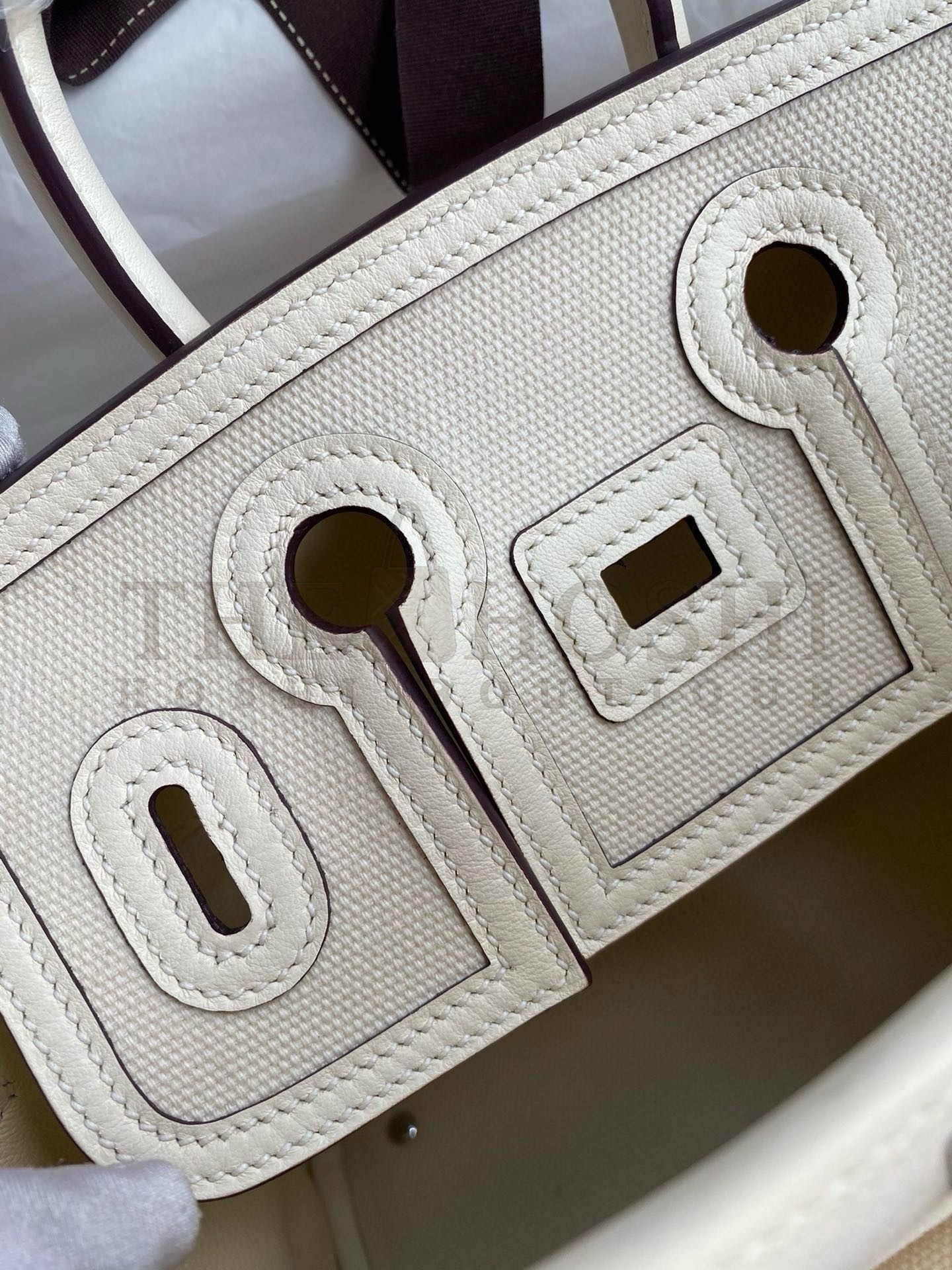 H**me5 Birkin Cargo 25 Bag in Craie Toile and Swift Leather Master Quality