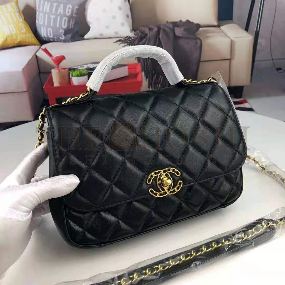 Ch**el Women Flap Bag with Top Handle in Lambskin Leather Master Quality