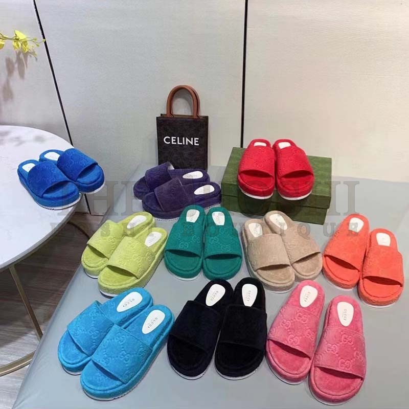 Gvc*1 Unisex G2 Platform Sandals Orange G2 Cotton Sponge Rubber Sole 3 Cm heel Master Quality