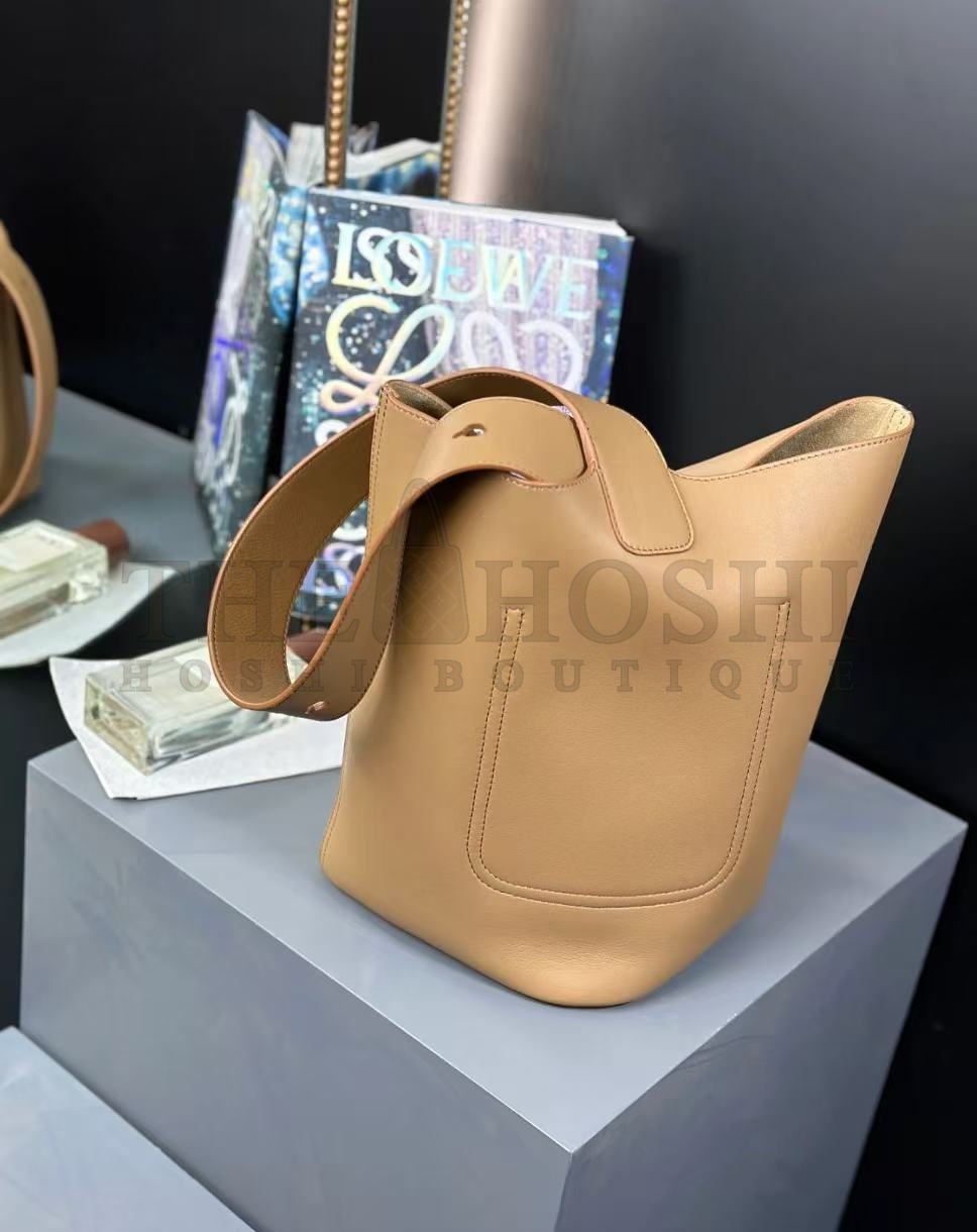 L0ew* real leather bag Natural Pebble Mini Leather Bucket Bag Master Quality