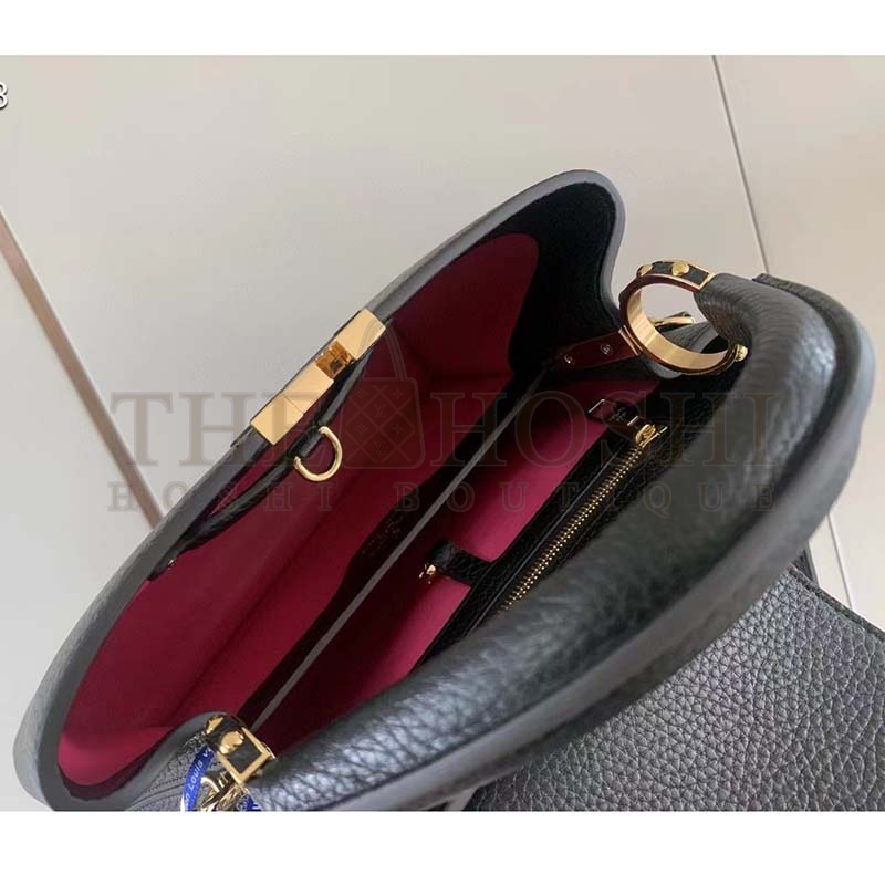 L0vis Vvtt0n LV Women Capucines BB Handbag Black Taurillon Leather Snap Hook Master Quality