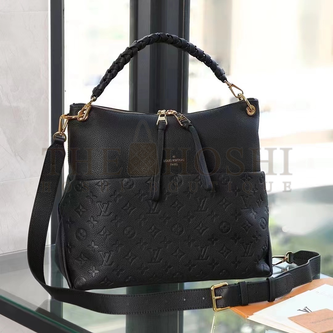 L0vis Vvtt0n LV Women Maida Hobo Handbag Black Embossed Grained Cowhide Leather Master Quality