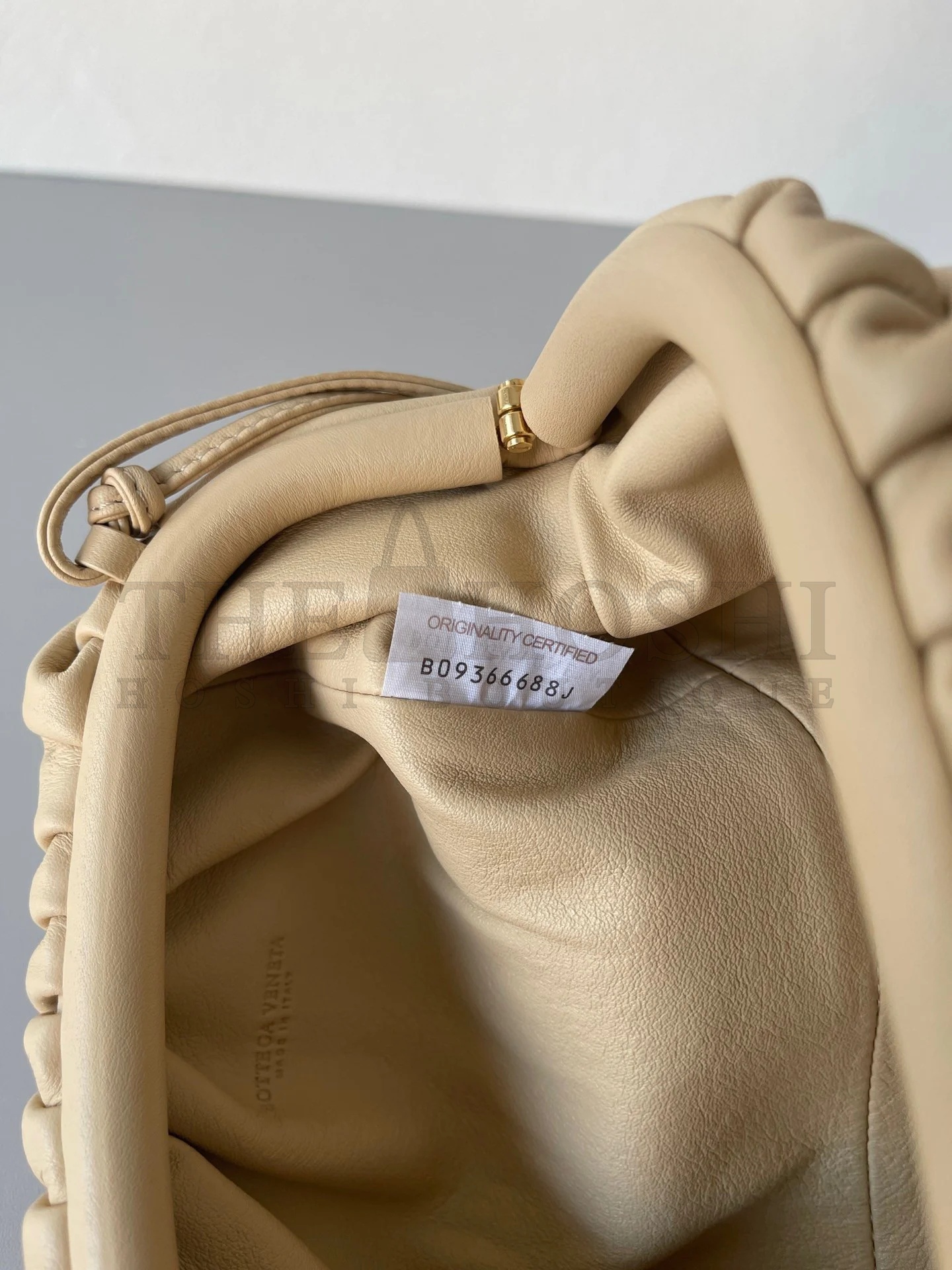 B0tt*ga Ven*ta Mini Pouch with Strap in Almond Calfskin Master Quality