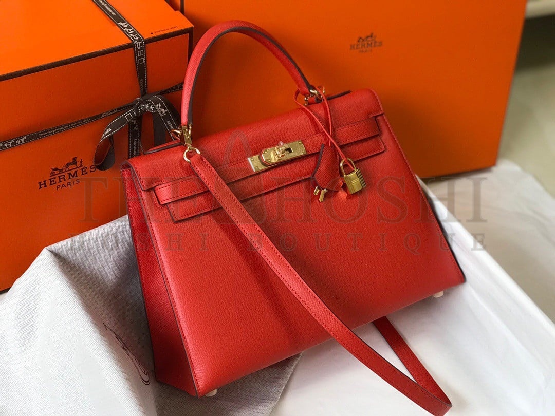 H**me5 Kelly 32cm Sellier Bag in Red Epsom Calfskin GHW Master Quality