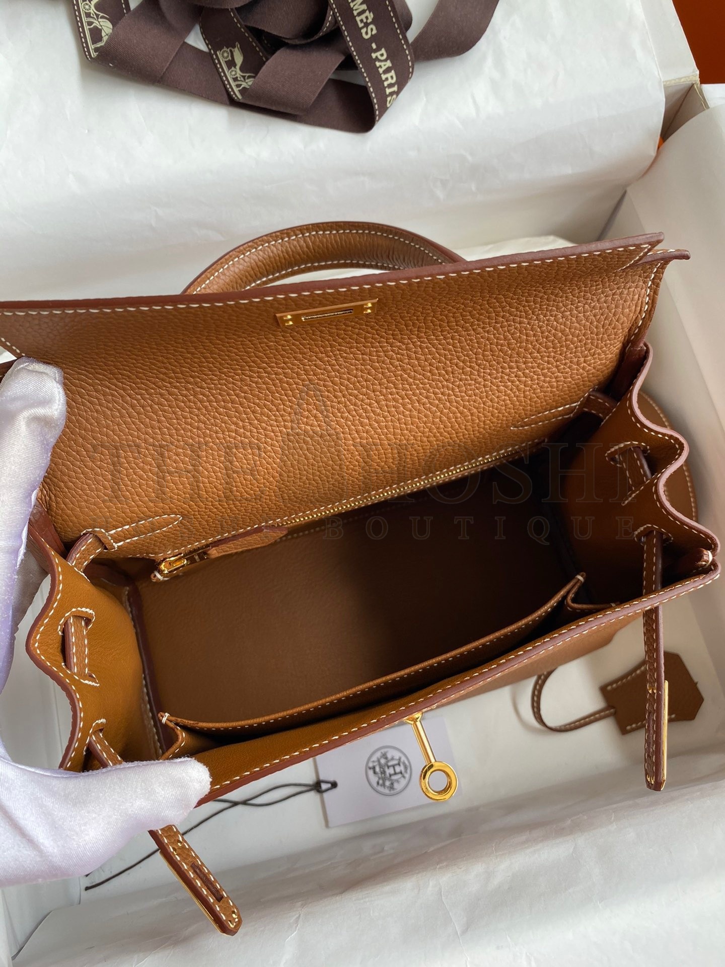 H**me5 Kelly Retourne 25 Handmade Bag In Gold Clemence Leather Master Quality