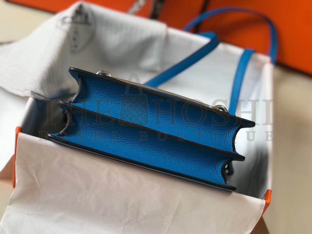 H**me5 Mini Sac Roulis 18cm Bag In Blue Hydra Evercolor Calfskin Master Quality