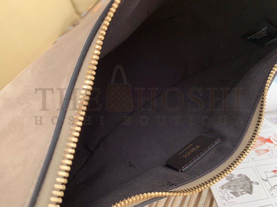 F**di F**digraphy Small Hobo Bag In Beige Suede Leather Master Quality