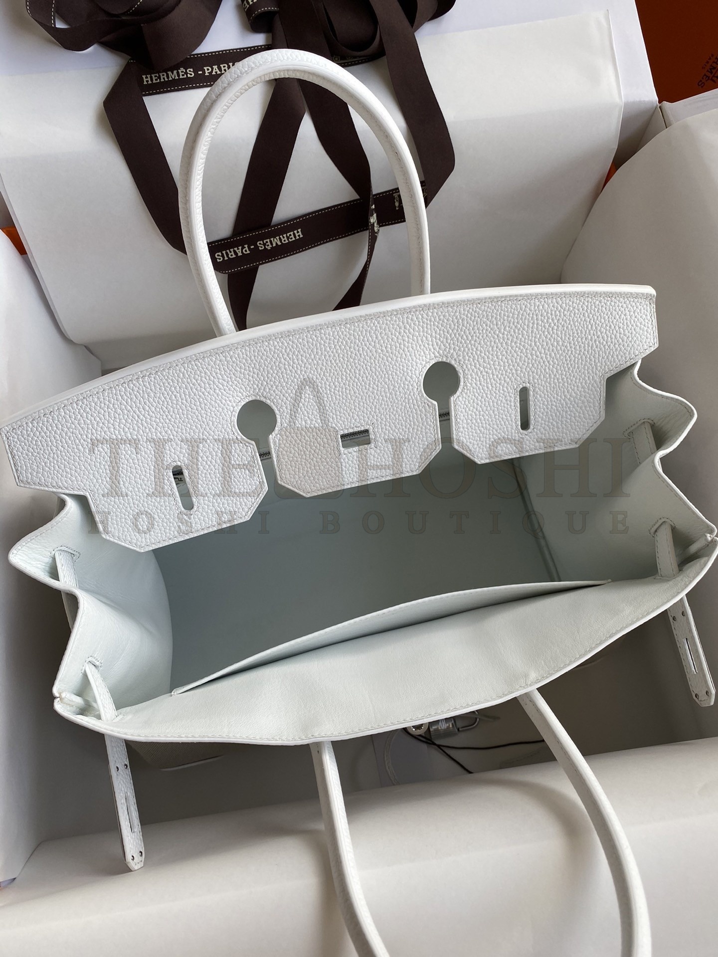 H**me5 Birkin 35 Handmade Bag In Toile & White Clemence Leather Master Quality