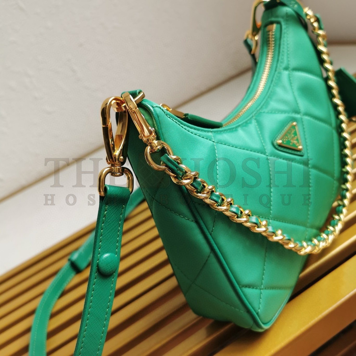Pra*a Re-Edition 1995 Chaine Mini Bag in Green Re-Nylon Master Quality