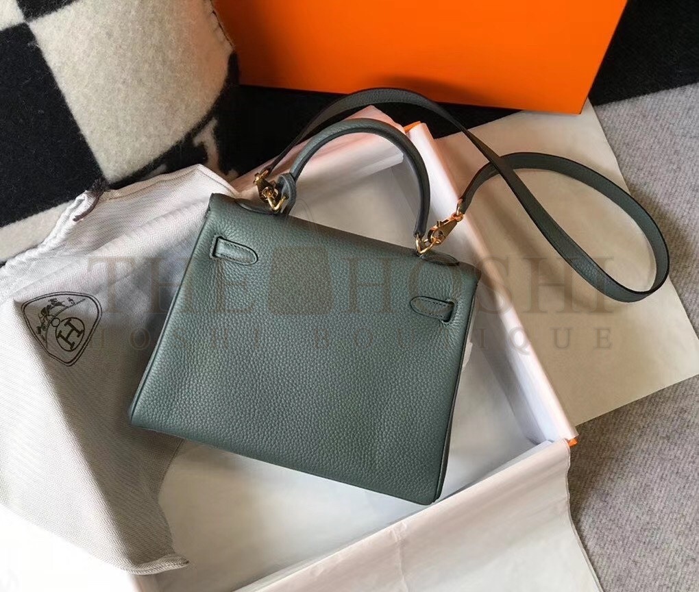 H**me5 Kelly 25cm Retourne Bag In Vert Amande Clemence Leather Master Quality