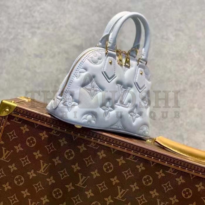 L0vis Vvtt0n LV Women Alma BB Handbag Blue Quilted Embroidered Smooth Calf Leather Master Quality