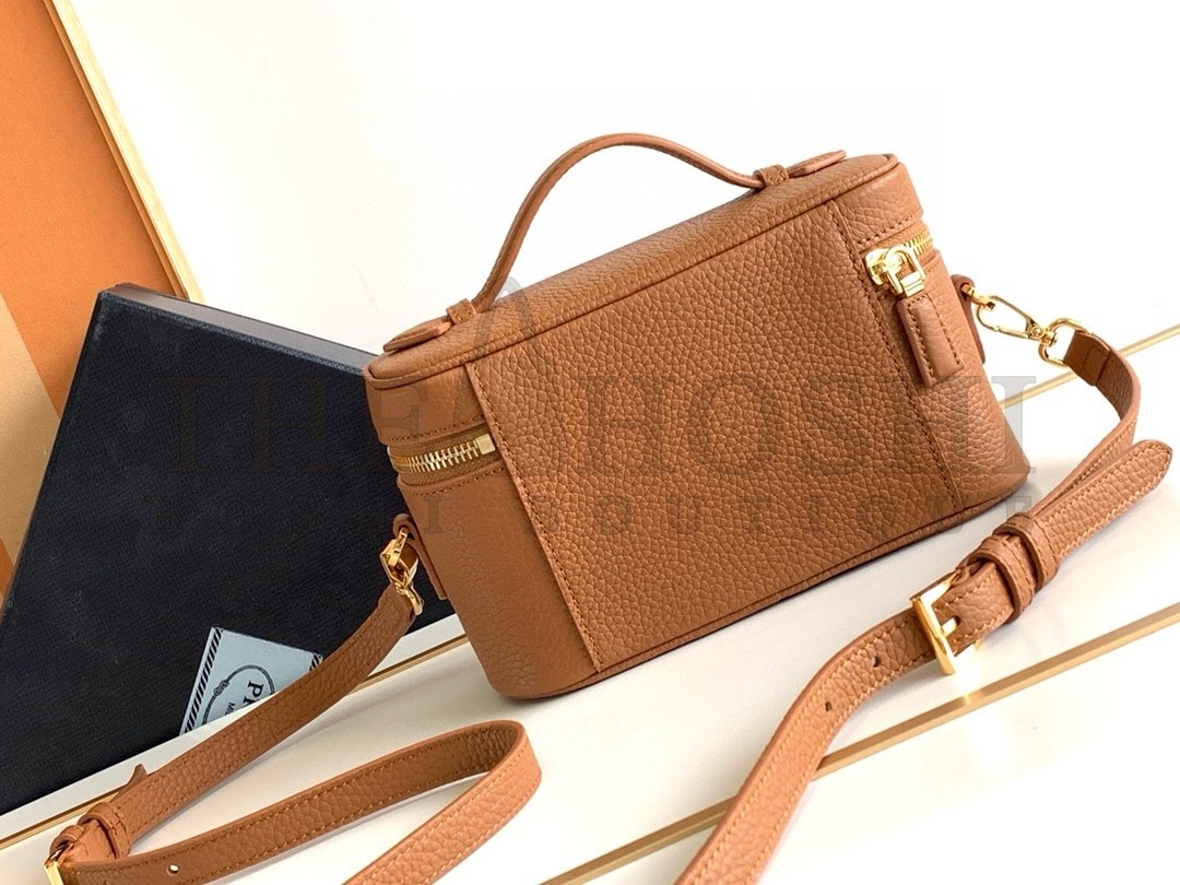 Pra*a Mini Vanity Bag in Brown Grained Leather Master Quality