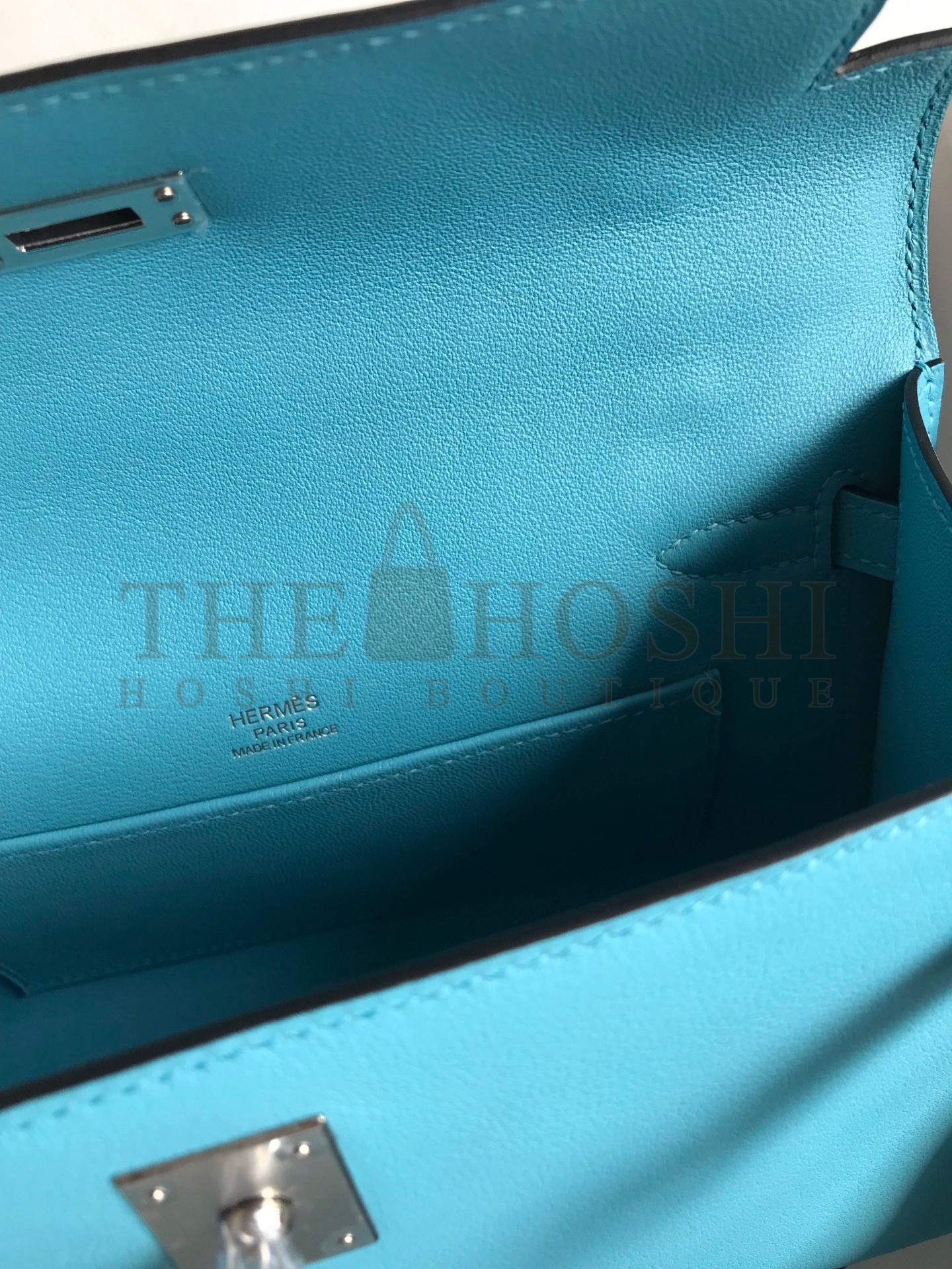 H**me5 Kelly Pochette Handmade Bag In Blue du Nord Swift Calfskin Master Quality