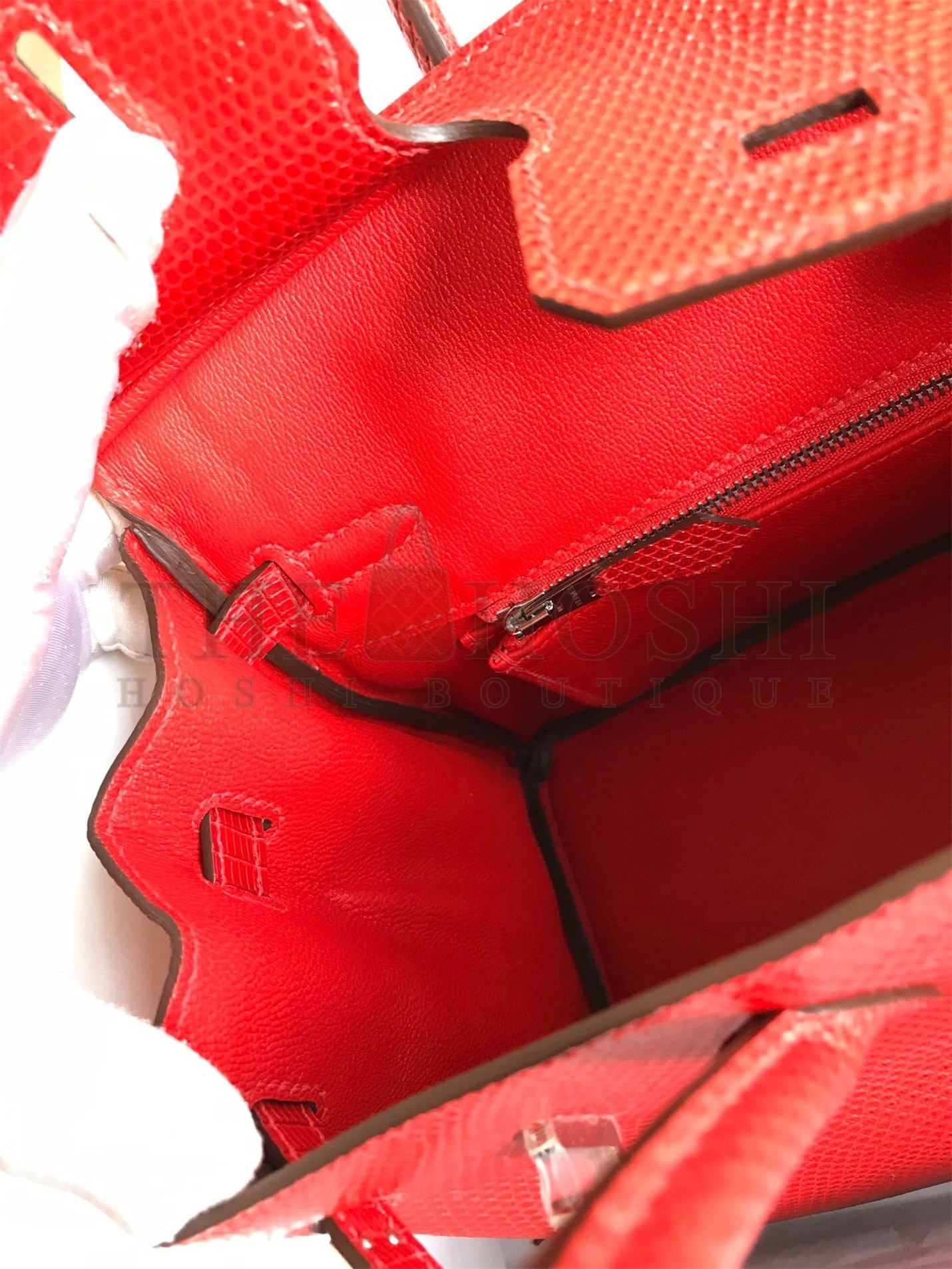 H**me5 Birkin 25 Retourne Handmade Bag In Red Lizard Leather Master Quality