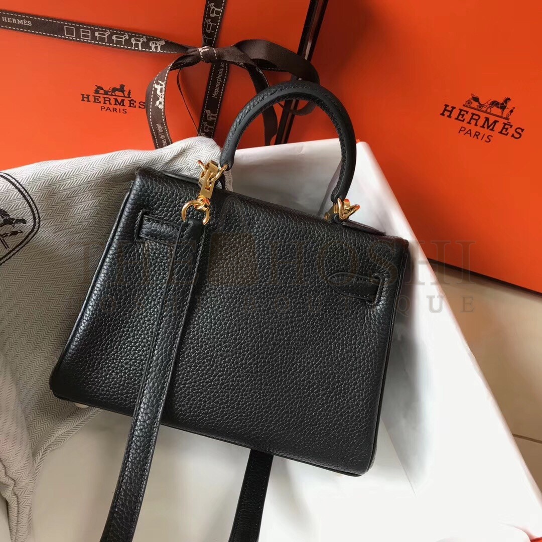 H**me5 Mini Kelly 20cm Bag In Black Clemence Leather Master Quality