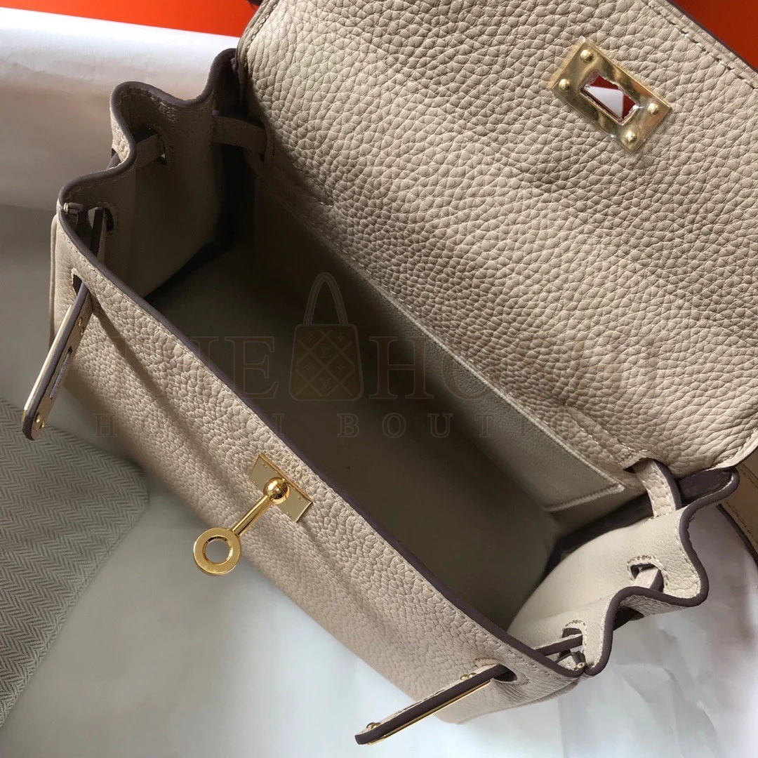 H**me5 Kelly 20cm Bag In Trench Clemence Leather GHW Master Quality