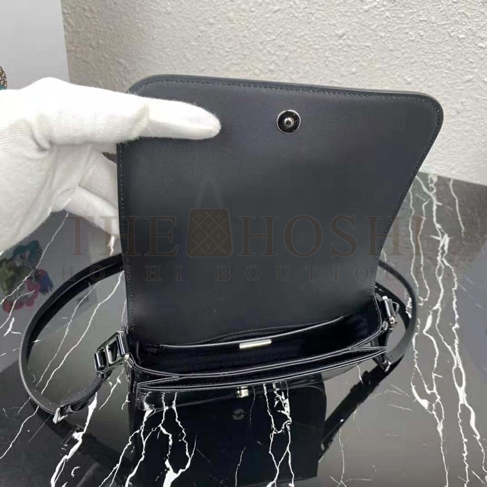 Pra*a Women Brushed Leather Shoulder Bag-Black Master Quality