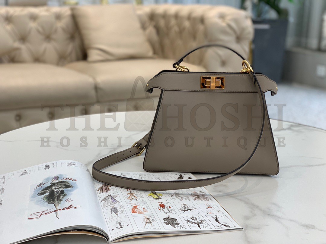 F**di Peekaboo ISeeU Small Bag In Grey Calfskin Master Quality