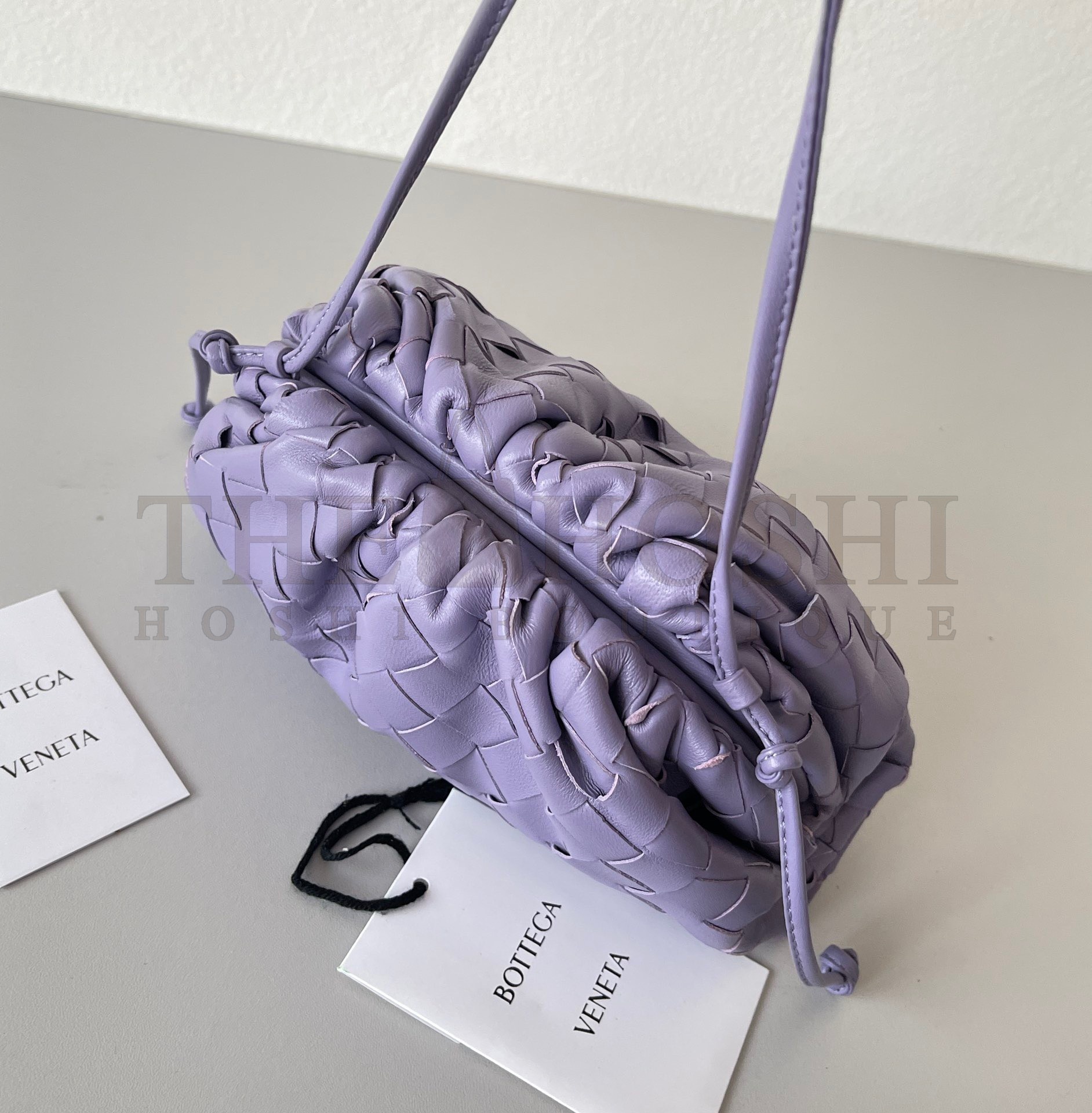B0tt*ga Ven*ta Mini Pouch with Strap in Wisteria Intrecciato Lambskin Master Quality