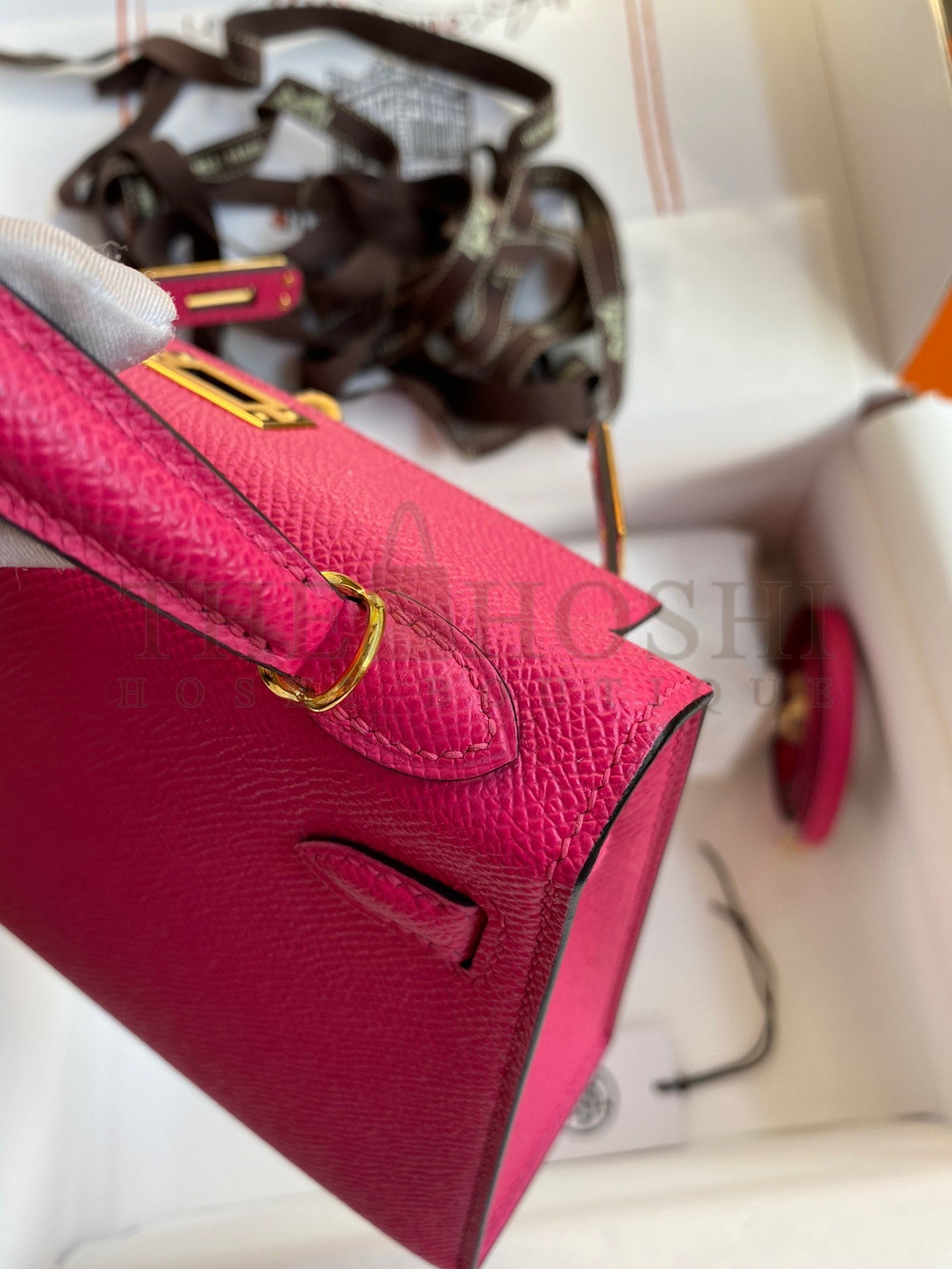 H**me5 Kelly Mini II Sellier Handmade Bag In Rose Red Epsom Calfskin Master Quality