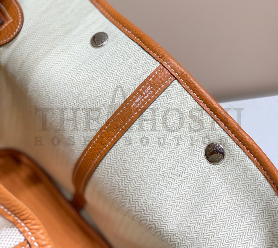 H**me5 Garden Party 36cm Bag in Toile and Gold Leather Master Quality