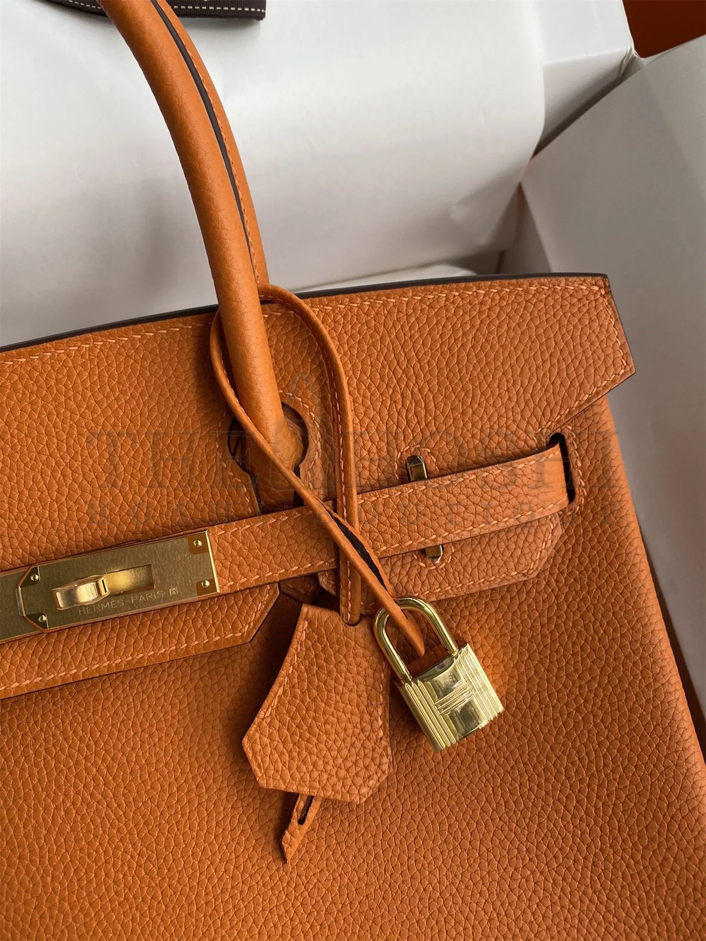 H**me5 Birkin 25 Retourne Handmade Bag In Orange Clemence Leather Master Quality