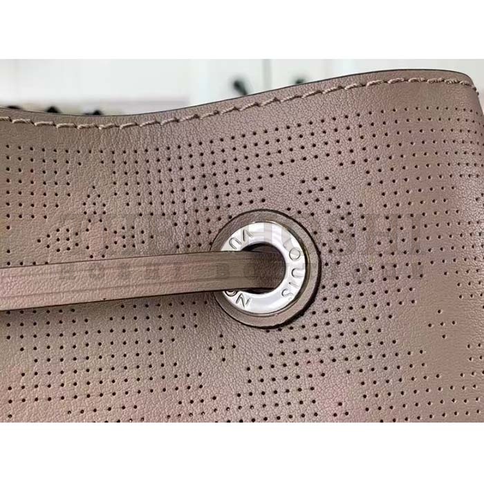L0vis Vvtt0n LV Women Muria Bucket Bag Gray Mahina Perforated Calfskin Leather Master Quality