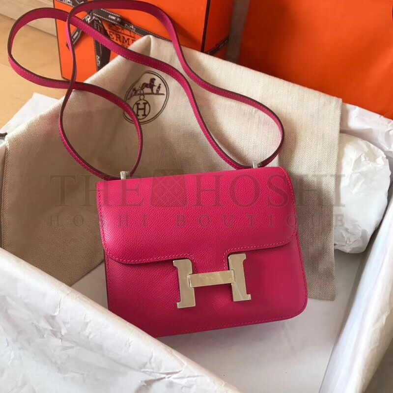H**me5 Mini Constance 18cm Rose Red Epsom Bag Master Quality