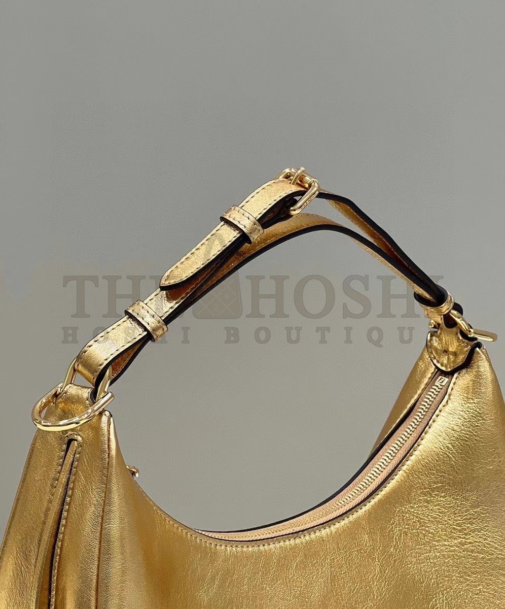F**di F**digraphy Small Hobo Bag In Gold Metallic Leather Master Quality