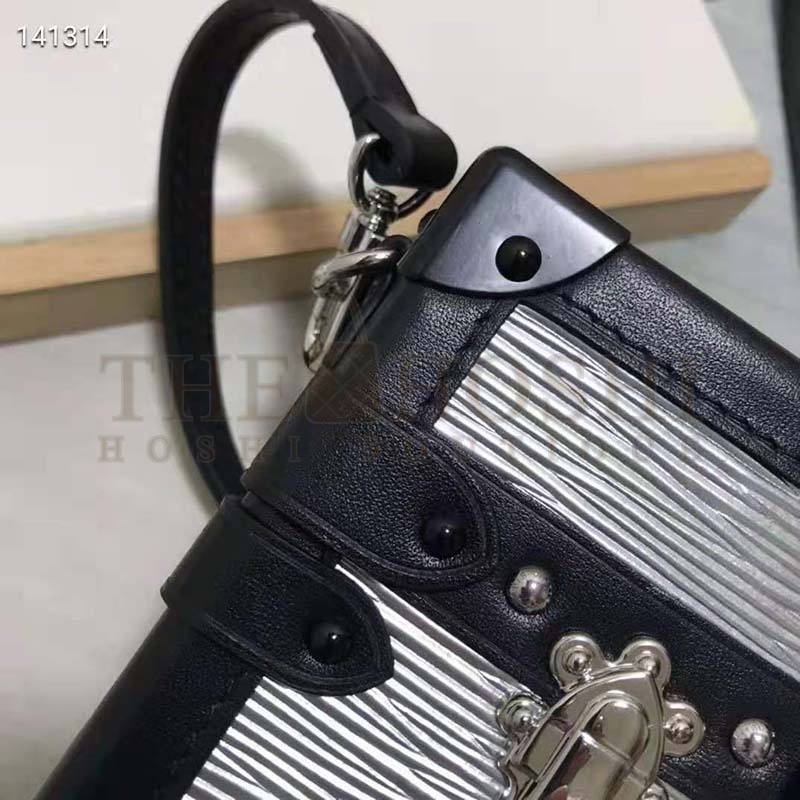 L0vis Vvtt0n LV Women Petite Malle Handbag Silver Epi Grained Cowhide Leather Master Quality