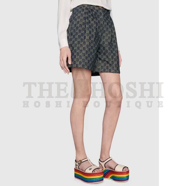 Gvc*1 Women G2 Platform Sandals White Cotton Double G Embroidery 7 Cm Heel Master Quality